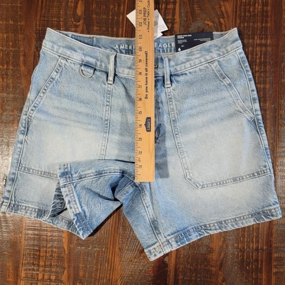 New American Eagle relaxed strigid shorts super high rise‎ size 6/28 womens new - Picture 3 of 7